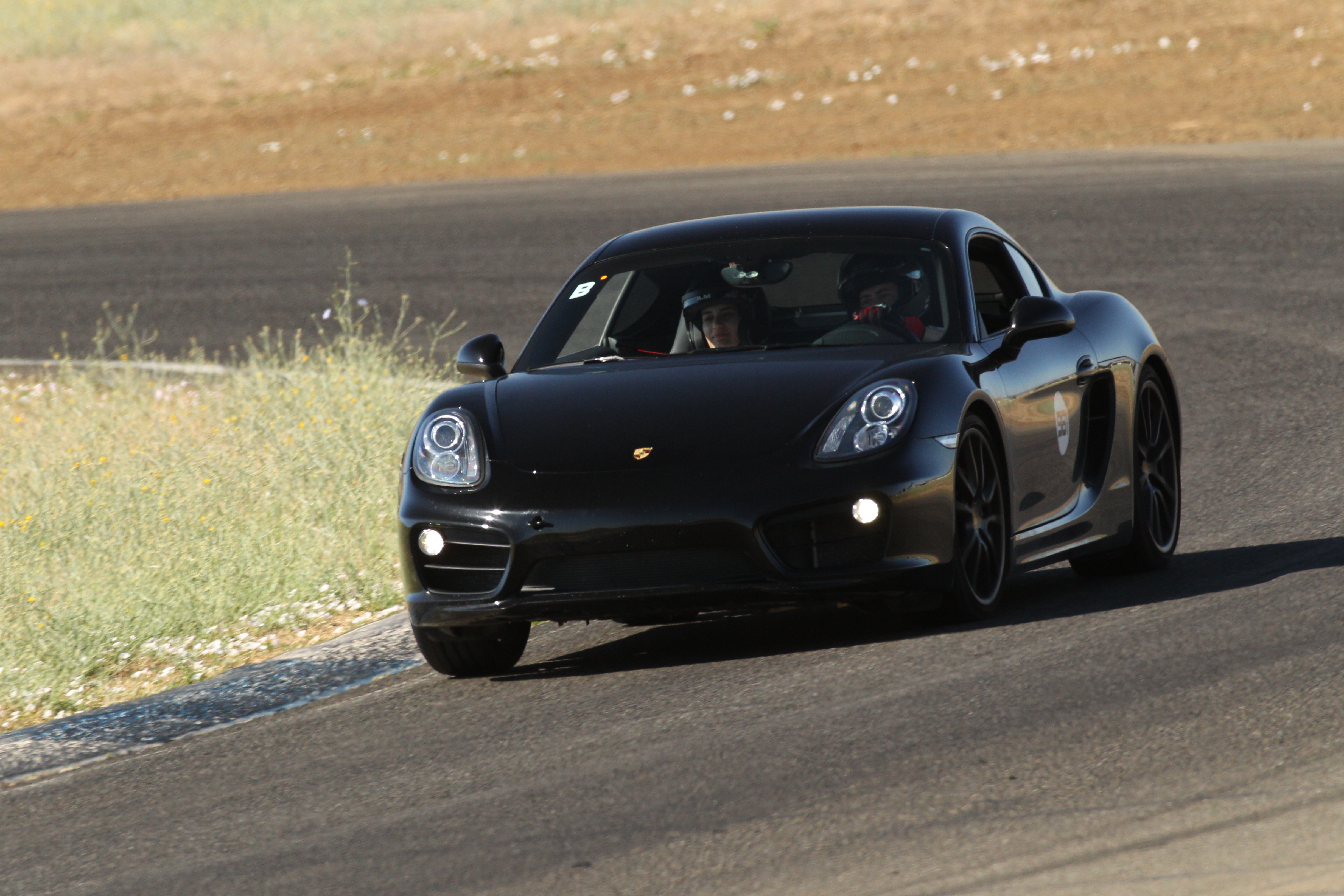 Foivos and Alexandra together in the car at Thunderhill