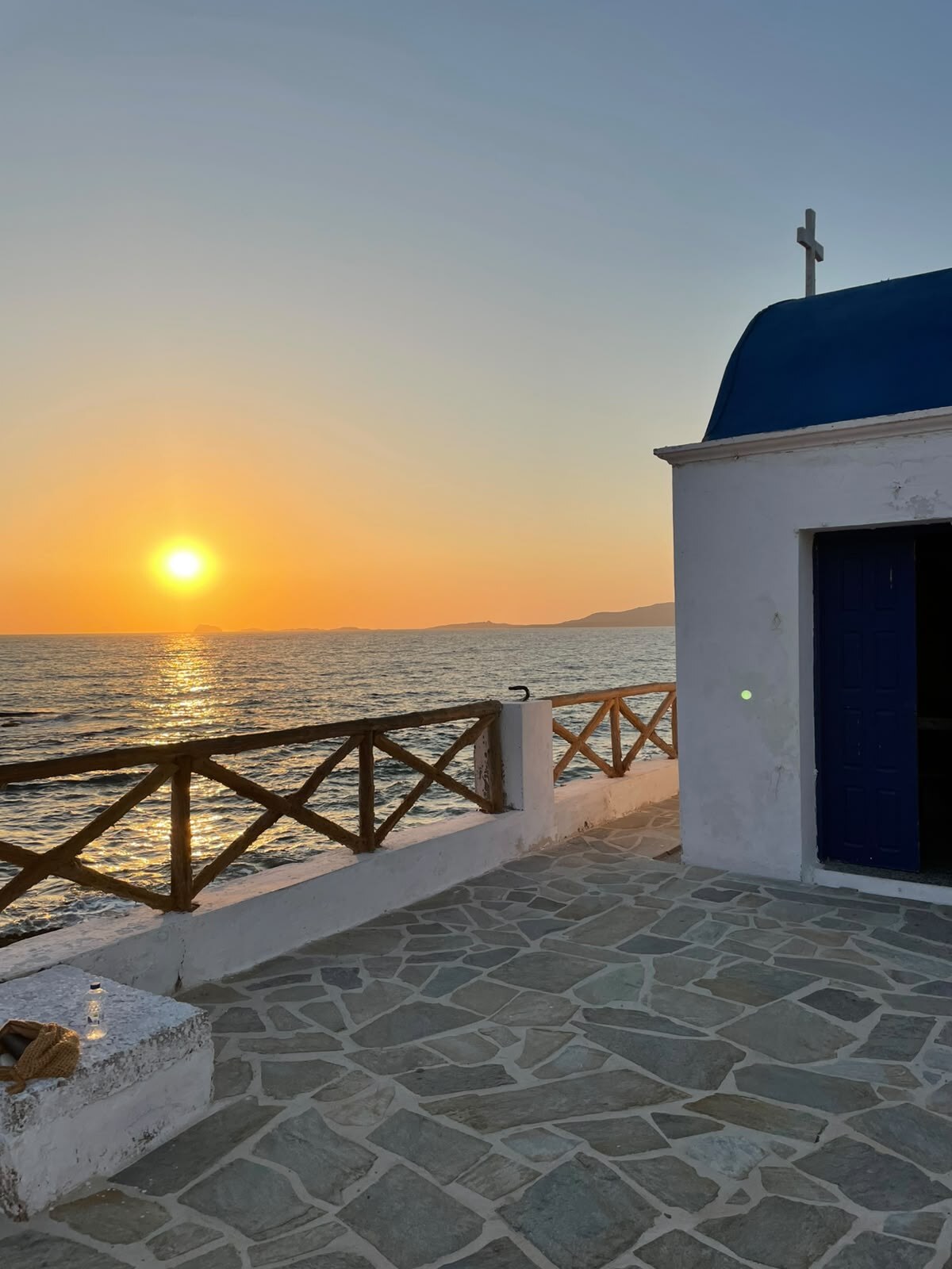 Agios Konstantinos Chapel at sunset in Ammoua, Kasos