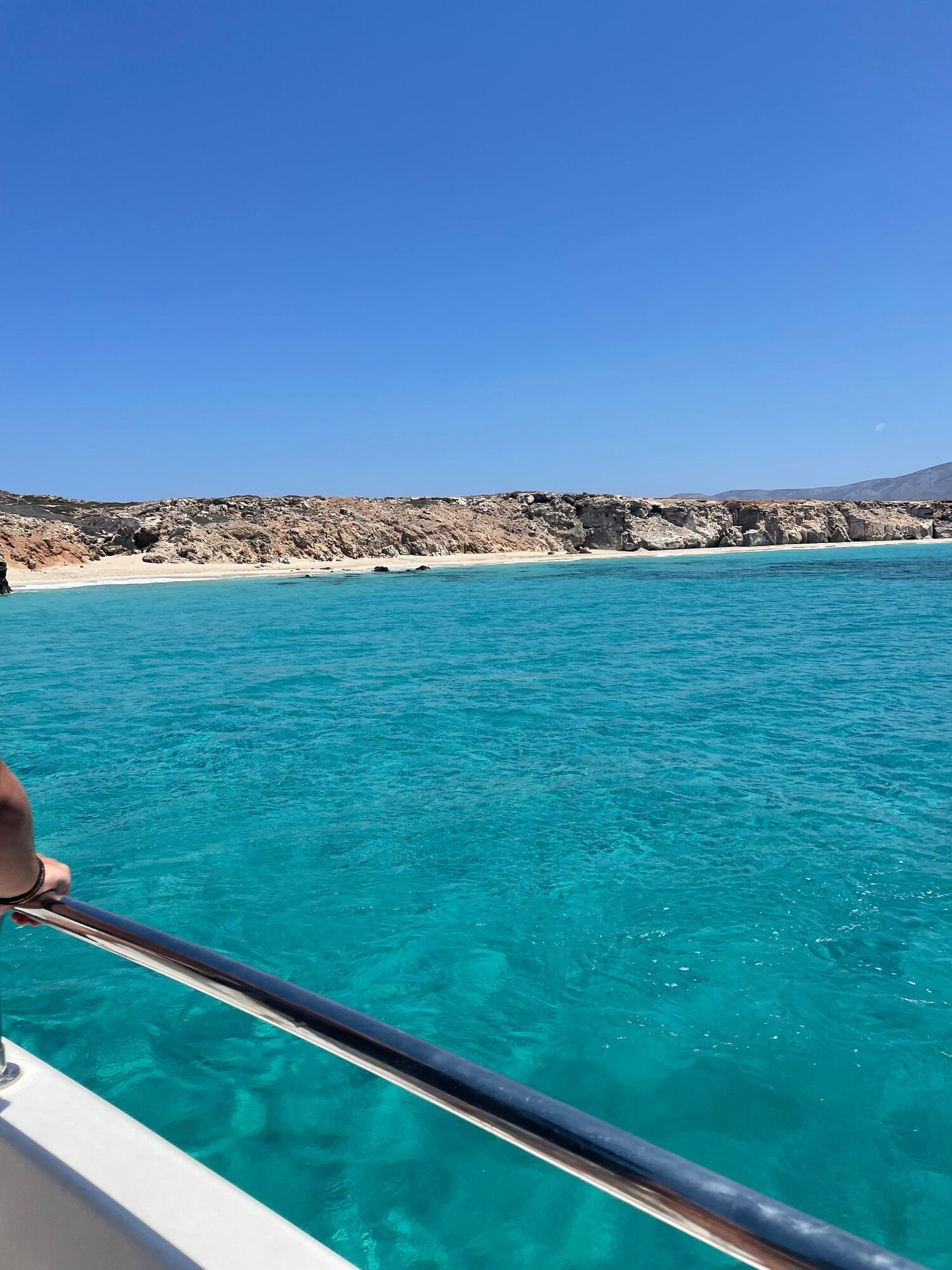 Turquoise water and the pale shore of Marmara on Armathia
