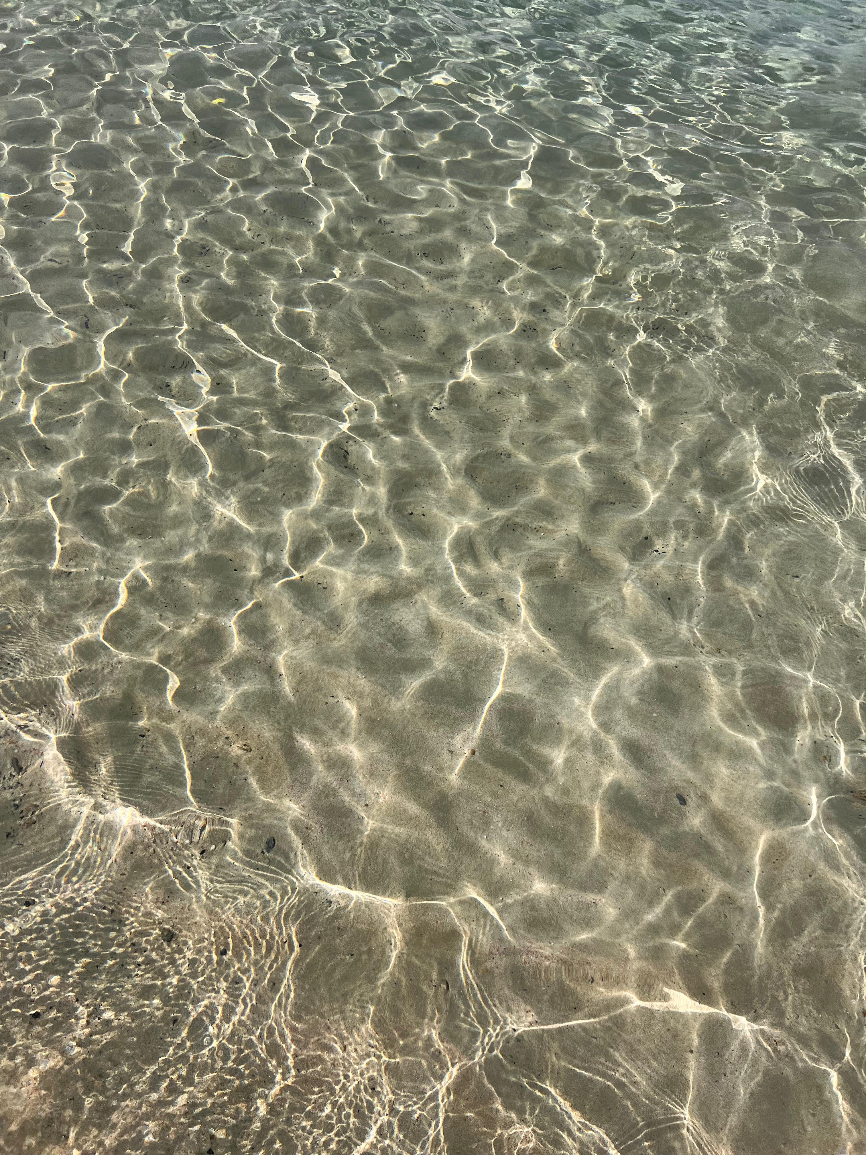Sunlight rippling across clear, shallow seawater